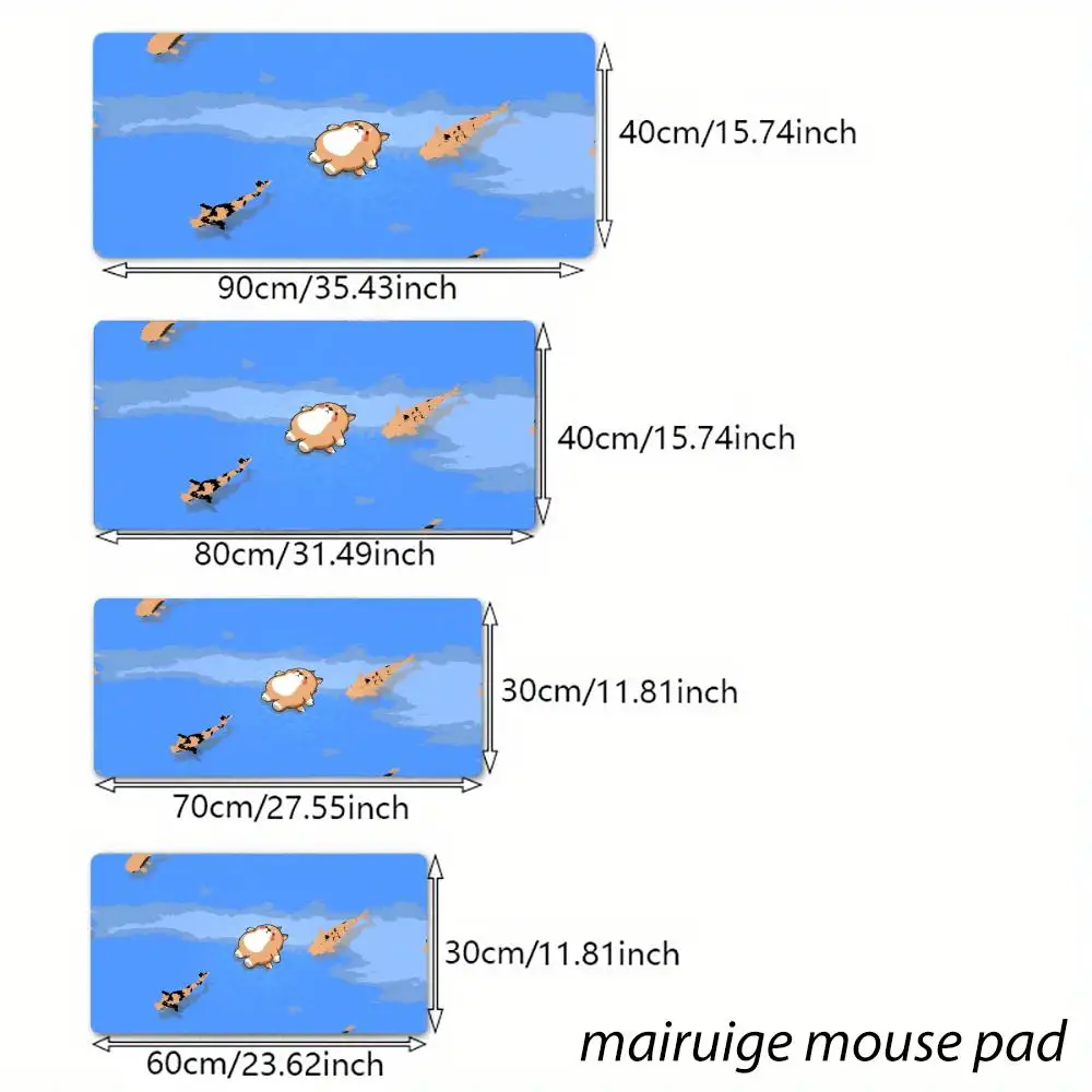 Water Cat Fish Mouse Pad Large Computer Office Game Table Mat XXL Rubber Anti-slip Stitched Edge PC Keyboard Mats Long Desk Pads