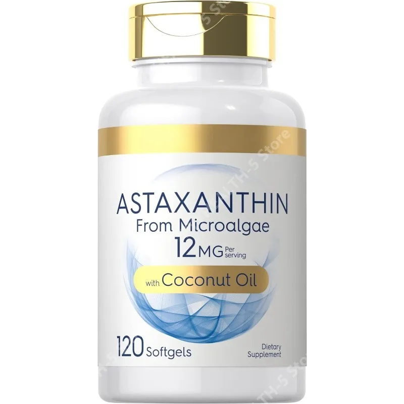 Astaxanthin 12mg 120 Softgels Supplement from Microalgae with Coconut Oil Non-GMO & Gluten Free | Dietary Support
