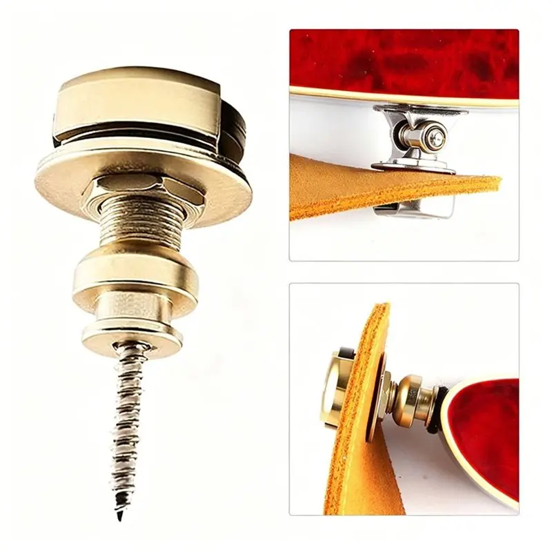 ABUE-Guitar Strap Retainer System 2 Pcs Quick Release Anti-Rust Strap Buttons Pins For Electric Acoustic Guitars Black