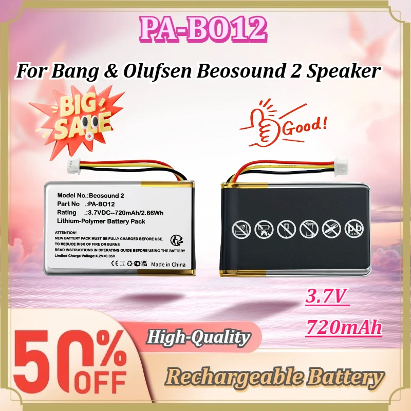 For Bang & Olufsen Beosound 2 Speaker PA-BO12 3.7V 720mAh Li-Polymer Rechargeable Replacement Battery