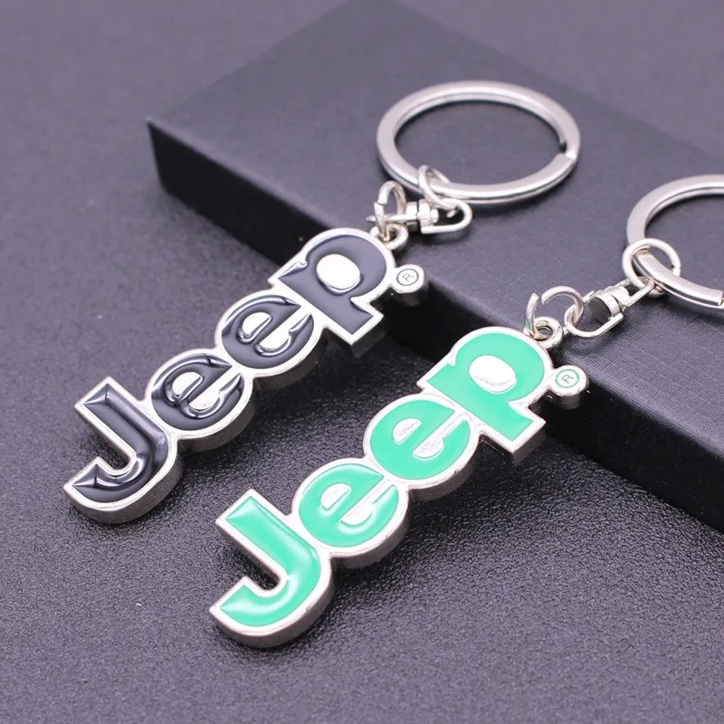 1PC Car Emblem Keychain Gift Keyring For Jeep Grand Cherokee Wrangler JK Gladiator Compass Renegade Patriot Interior Accessories