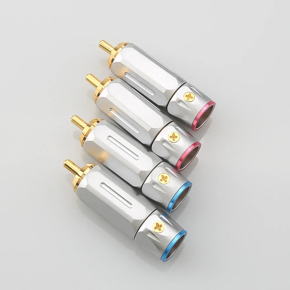 RCA Audio Plug 24K Gold Plated Solder Jack 10mm Cable Terminal DIY HIFI Interconnect Connector For Turntable DAC Amplifier