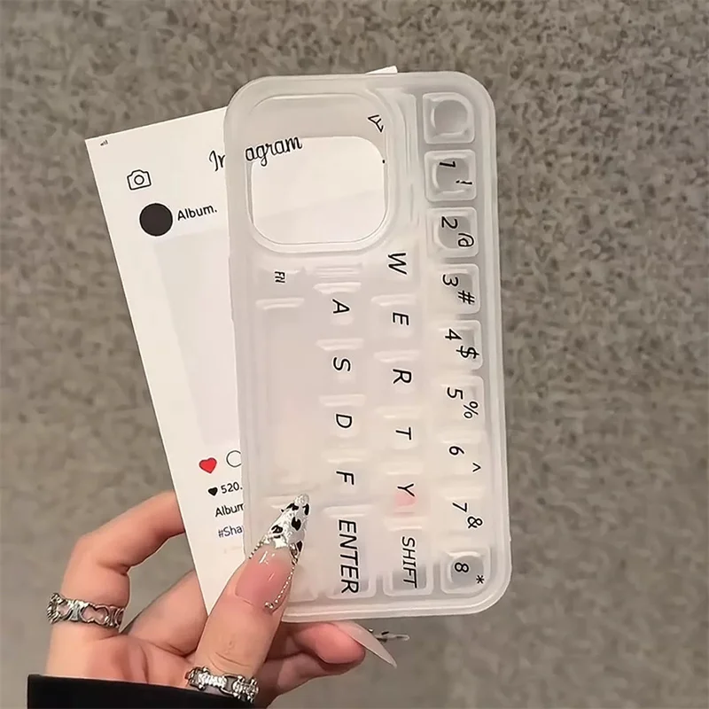 Keyboard case, painted 3D button input method, phone case for iPhone 12 13 14 15 16 pro max