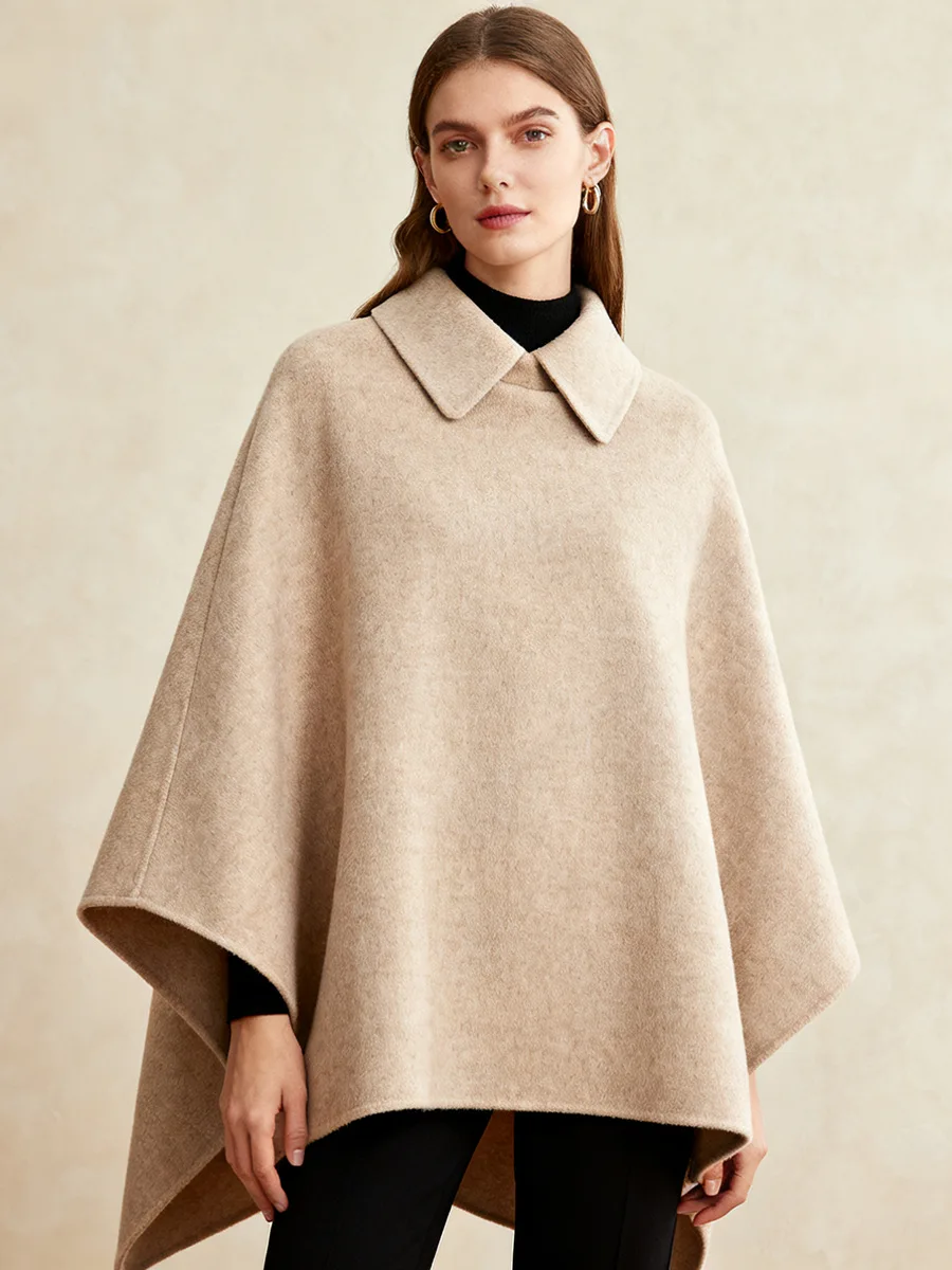 

2025 European and American Independent Women's Woolen Long Cape Coat for Fall and Winter to Enhance Dignity and Slimming Effect
