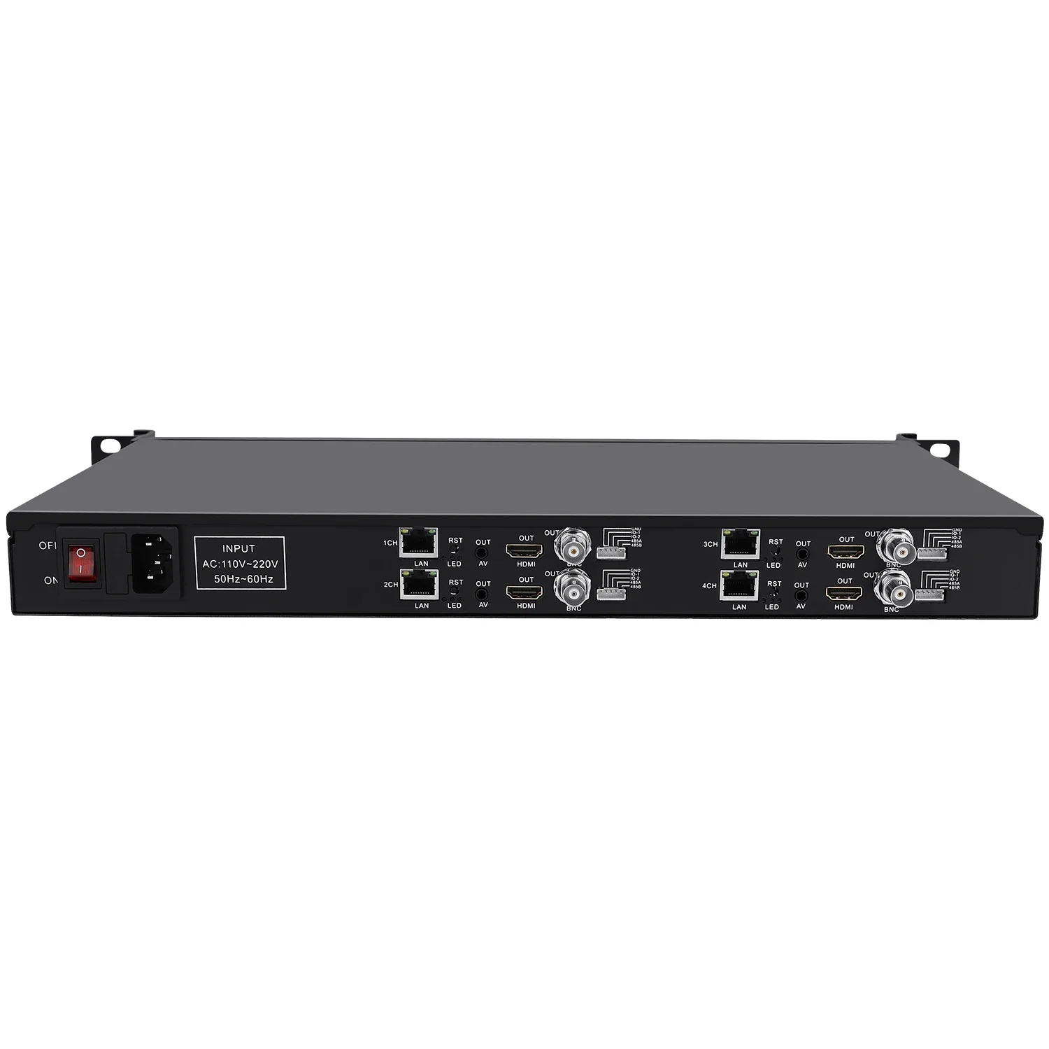 1U Rack 4 Channels H.265 H.264 IP to HDMI CVBS Video Streaming Decoder IP Camera Decoder for Decoding RTSP UDP M3U8 HLS SRT RTMP