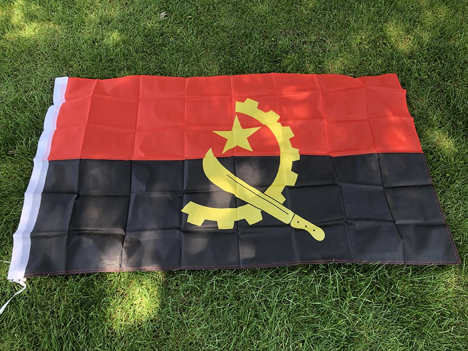 （TIKI FLAG）Angola Flag 3x5fts  90x150cm polyester Angola National hanging Flag for decoration