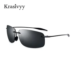Krasivyy BRAND 2025 New TR90 Rimless Sunglasses Men High Quality Nylon Lens Square Driving Sun Glasses Oculos De So