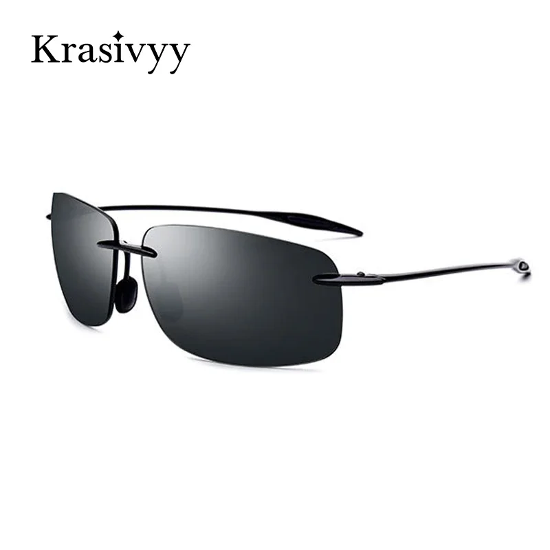 Krasivyy marka 2025 nowe okulary przeciwsłoneczne TR90 bez oprawek męskie wysokiej jakości nylonowe soczewki kwadratowe okulary przeciwsłoneczne do jazdy óculos De So