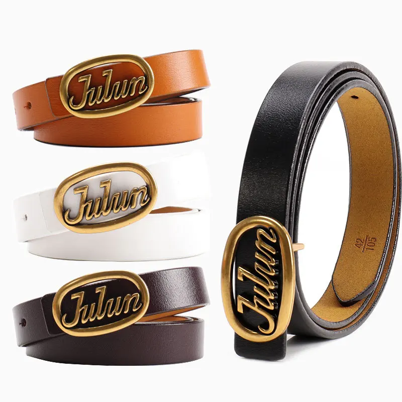 Neues Nischendesign Julun Ovaler Schnallen-Ledergürtel für Damen, vielseitiger Anzug- und Jeansgürtel für Frauen