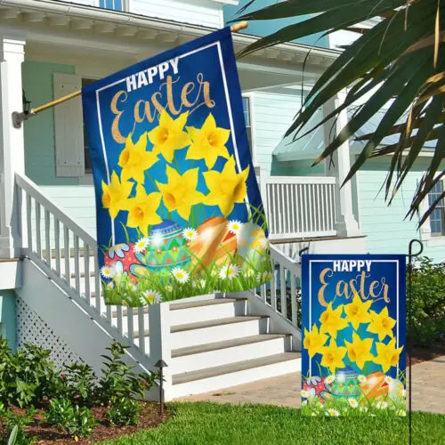 Happy Easter Daffodil Flag Garden Flag