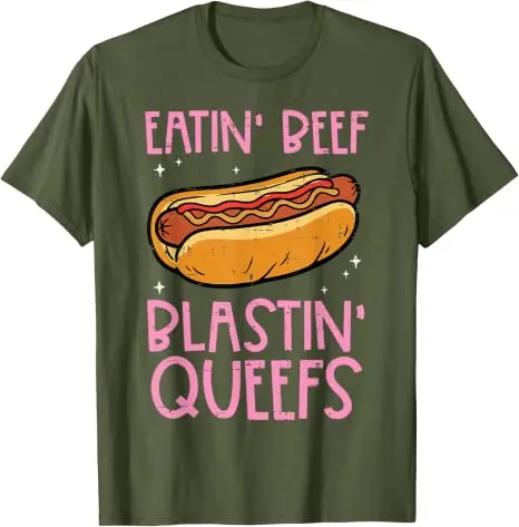 Hotdog Eatin Beef Blastin Queefs Ungeheuerliches T-Shirt für Männer und Frauen Y2k Familien-Matching Sarcastic Saying Tee Hot Dog Foodie Bekleidung – Detail 10