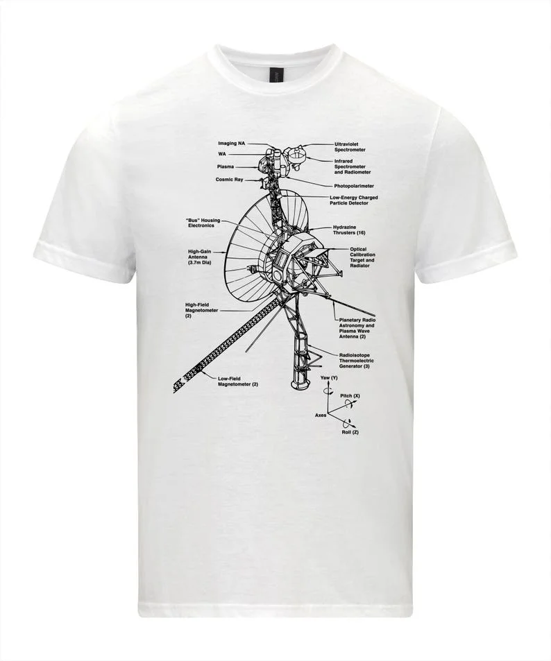 Voyager Space Probe Schematic NASA Blueprint T-shirt Men's Shirt Shirt Personality Art Aesthetics Casual Street Short Sleeve Top