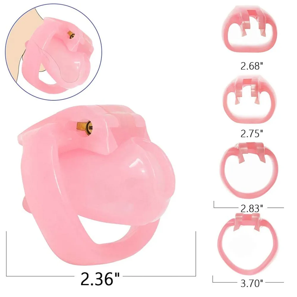 Pink Resin HT V4 Male Chastity Device with 4 Penis Ring Plastic Cock Cage Penis Bondage Fetish Chastity Belt Sex Toy For Men