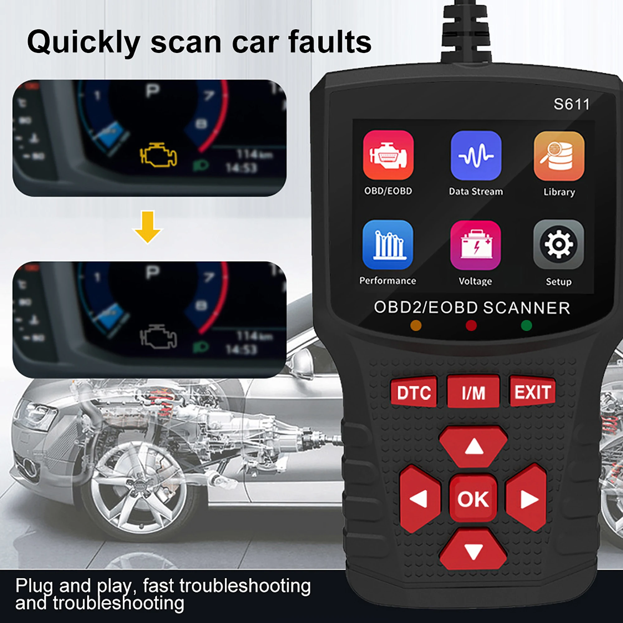 

Professional OBD2 Scanner Live Data Mechanic OBDII Diagnostic Code Reader Tool for Check Engine Light Scanning Diagnostic Tool