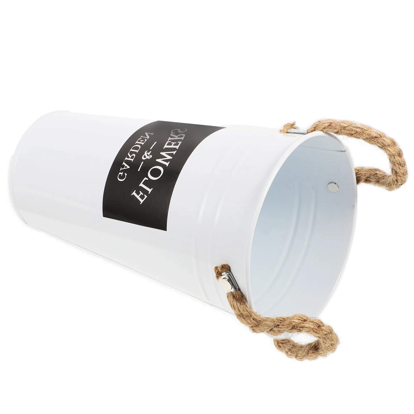 

Metal Flower Pot Tin Bucket White Rustic Vase Farmhouse Decor Retro Container for Arrangement Dry Flowers Bouquet Gardening Home