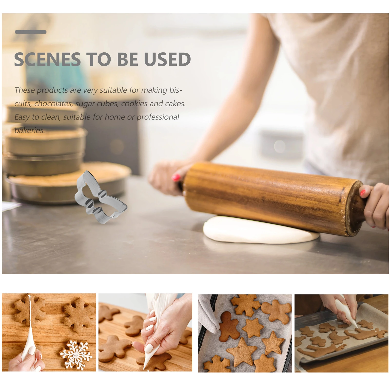 

5 Pcs Cookie Mold Stainless Steel Reusable Set Birthday New Year Festival Heat Resistant Biscuit Easy Demould