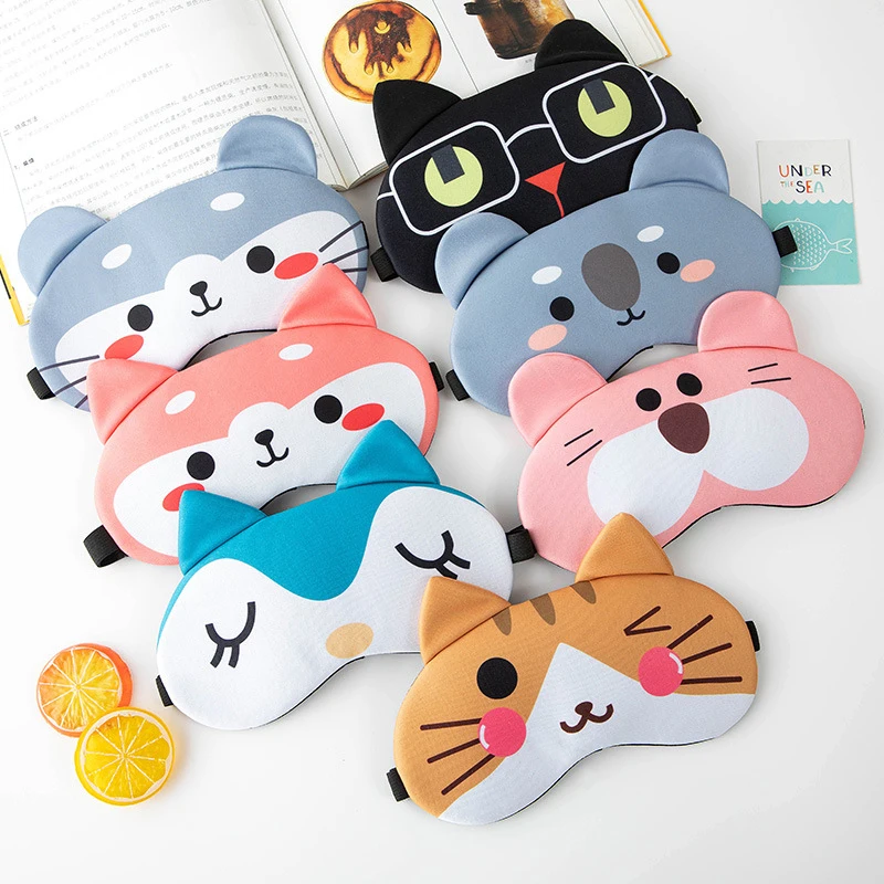 

1pc Anime Sleeping Eye Mask Cute Animals Blindfold Eye Cover Mask Eyepatch Travel Home Eyes Relax Mask Eyeshade Kids Men Women