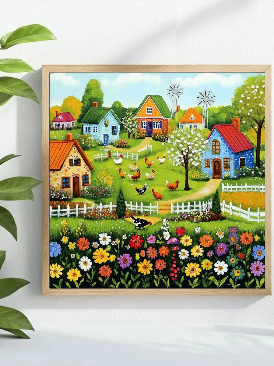 Märchenstadt 40X40CM/15,74 Zoll Kreuzstich-Set DIY 11CT/14CT Stickerei Wandbild Stickerei und Kreativität – Detail 1