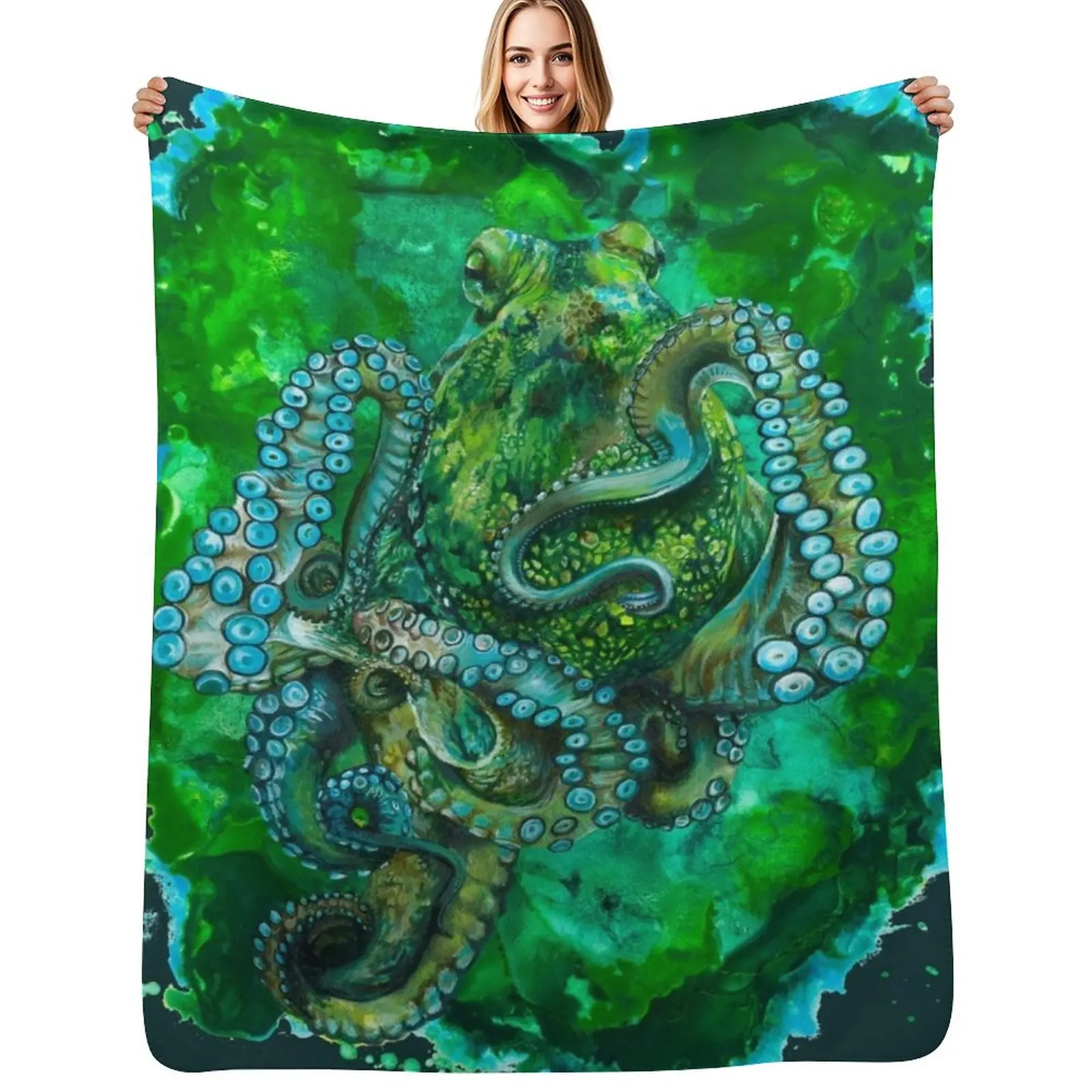 

Octopus 3 Throw Blanket Cozy Sofa Blanket for TV Watching Napping