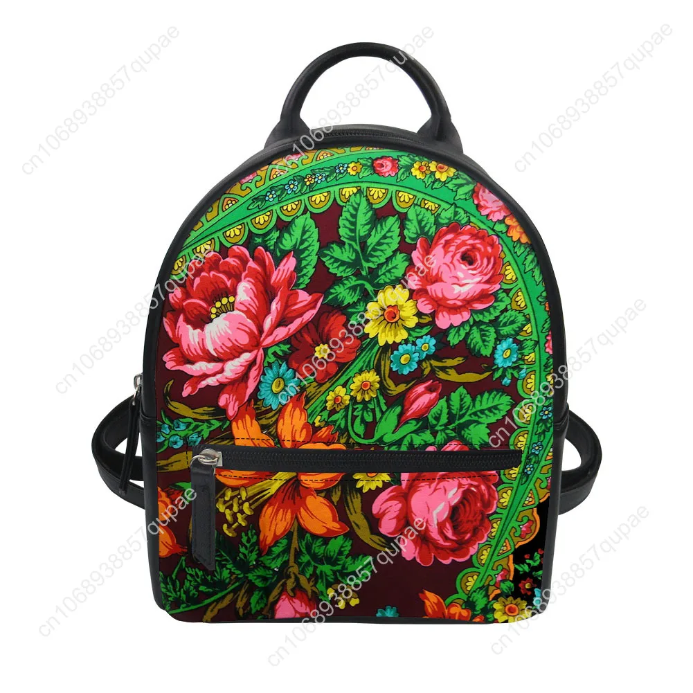 Fashionable Ethnic Floral Prints Custom Backpack Purse Carter Schoolbags Double Shoulder Bag Mini Daypack Leather Travel Bag