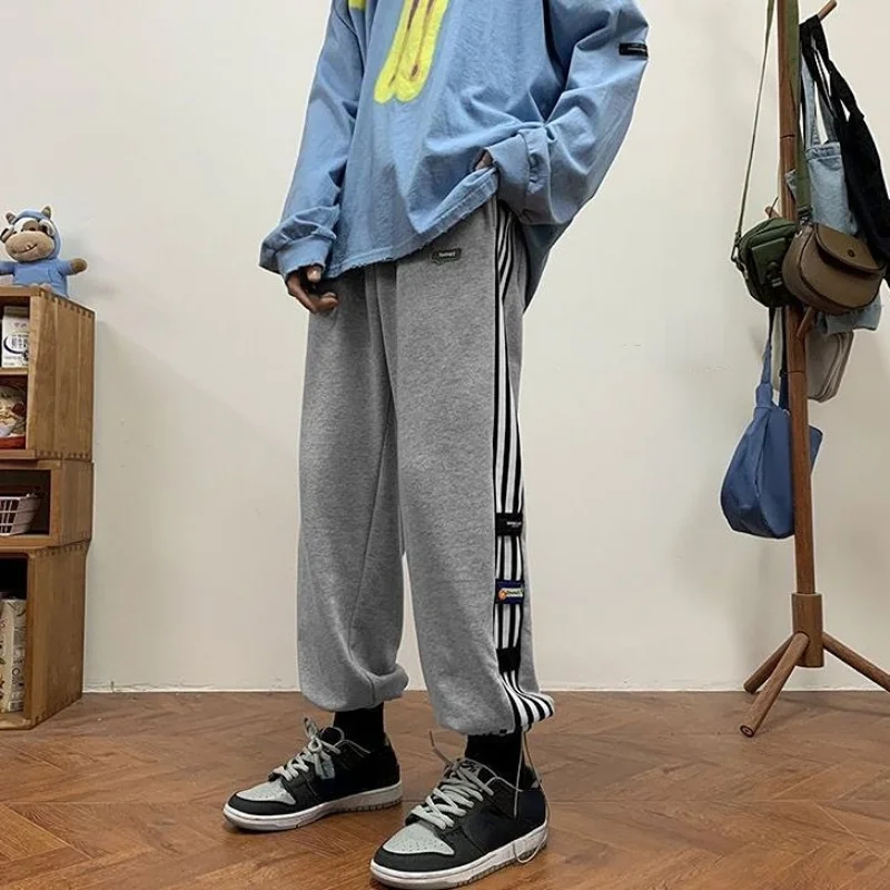 Sweatpants For Men Harajuku Cotton Goth Tracksuit Bottoms Trousers Wide Leg Hip-hop Sport Loose Elastic Y2k Male Sweat Pants