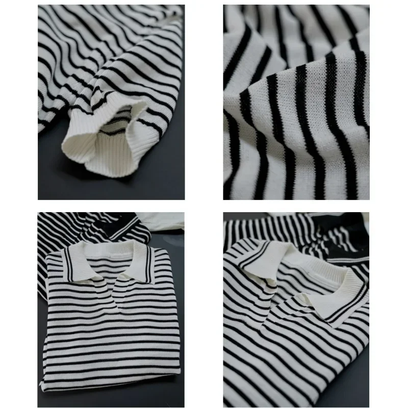 Women Striped Tshirt Summer Short-sleeved Shirts Tees Loose Viscose Tops Simple Comfortable Slim Casual Color Contrast Clothing