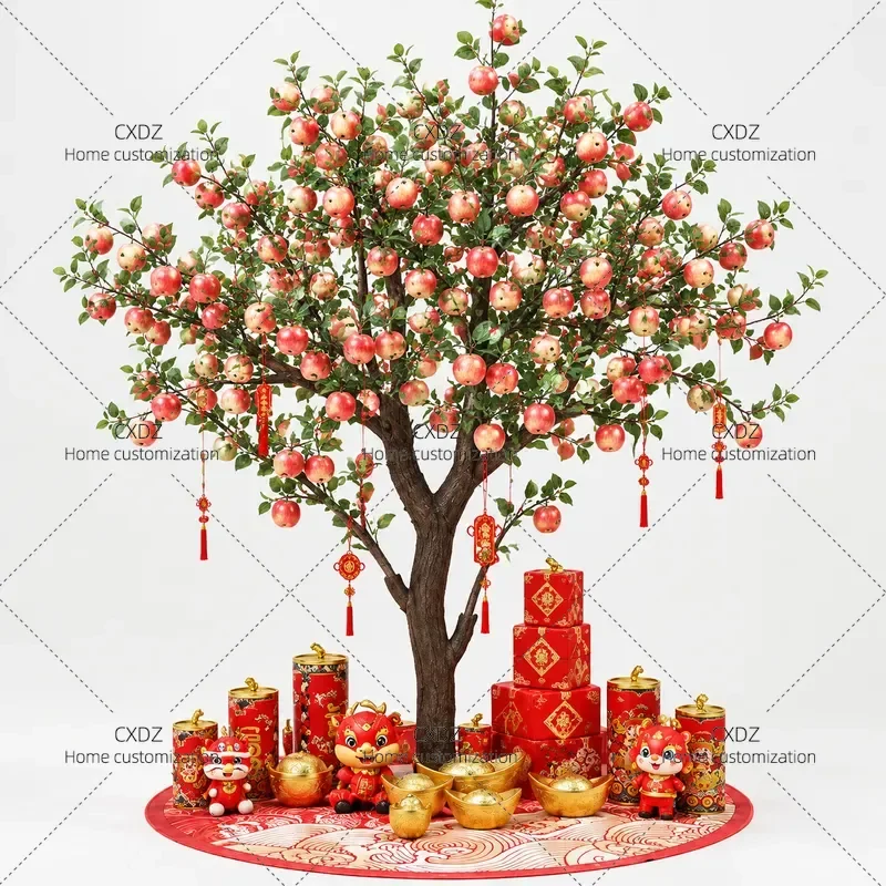 Artificial Fruit Tree Fake Persimmon Tree Large Decorative Landscaping Plant Wishing Tree for Home