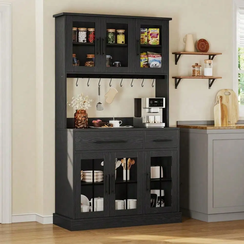 

71" Freestanding Kitchen Pantry Cabinet Buffet Hutch Cabinet w/ Microwave Stand
