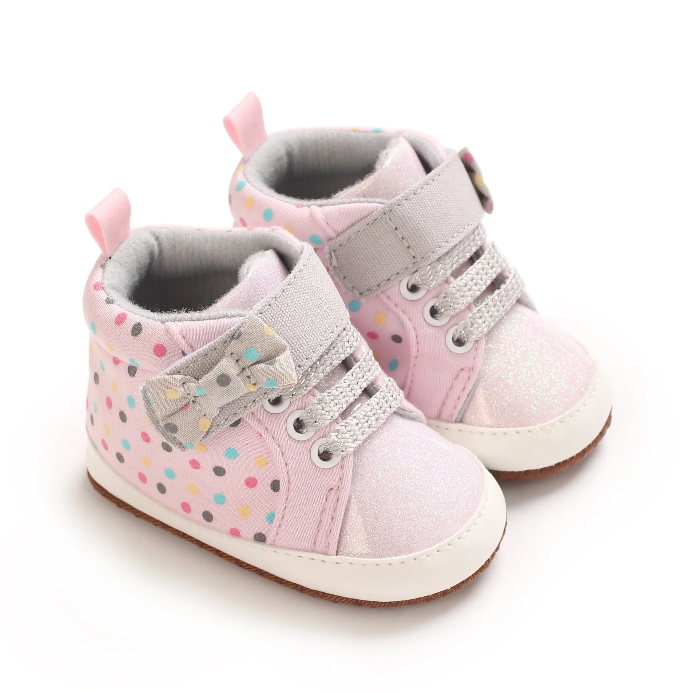 Frühlings- und Herbst-Neuheit: Süße, bunte Polka-Dot-Stoffschuhe für Babymädchen, bequeme Sneaker mit weichen Sohlen. – Detail 7