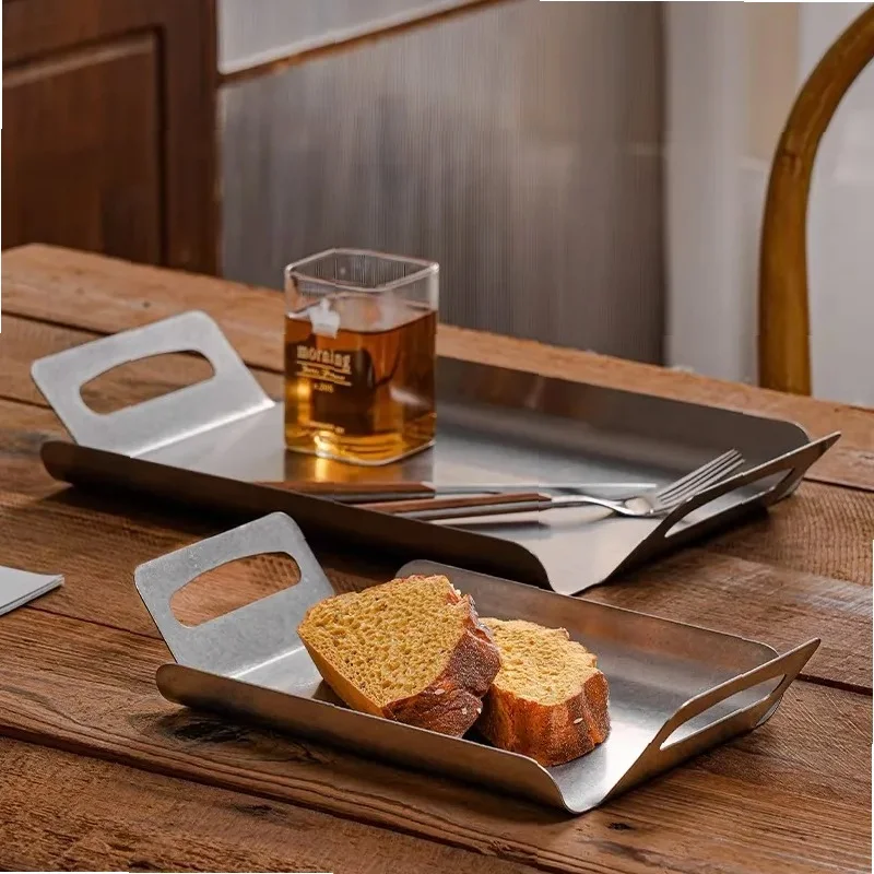 Industrial Style Creativity Stainless Steel Tray Simplicity Home use Storage Tray Restaurant Breakfast Fruits Bread Storage tray