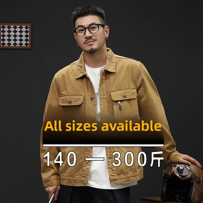 

Мужская джинсовая куртка больших размеров, свободного кроя, в американском ретро-стиле, рабочая одежда, верхняя одежда, весна-осень, новая молодежная хлопковая куртка с длинными рукавами