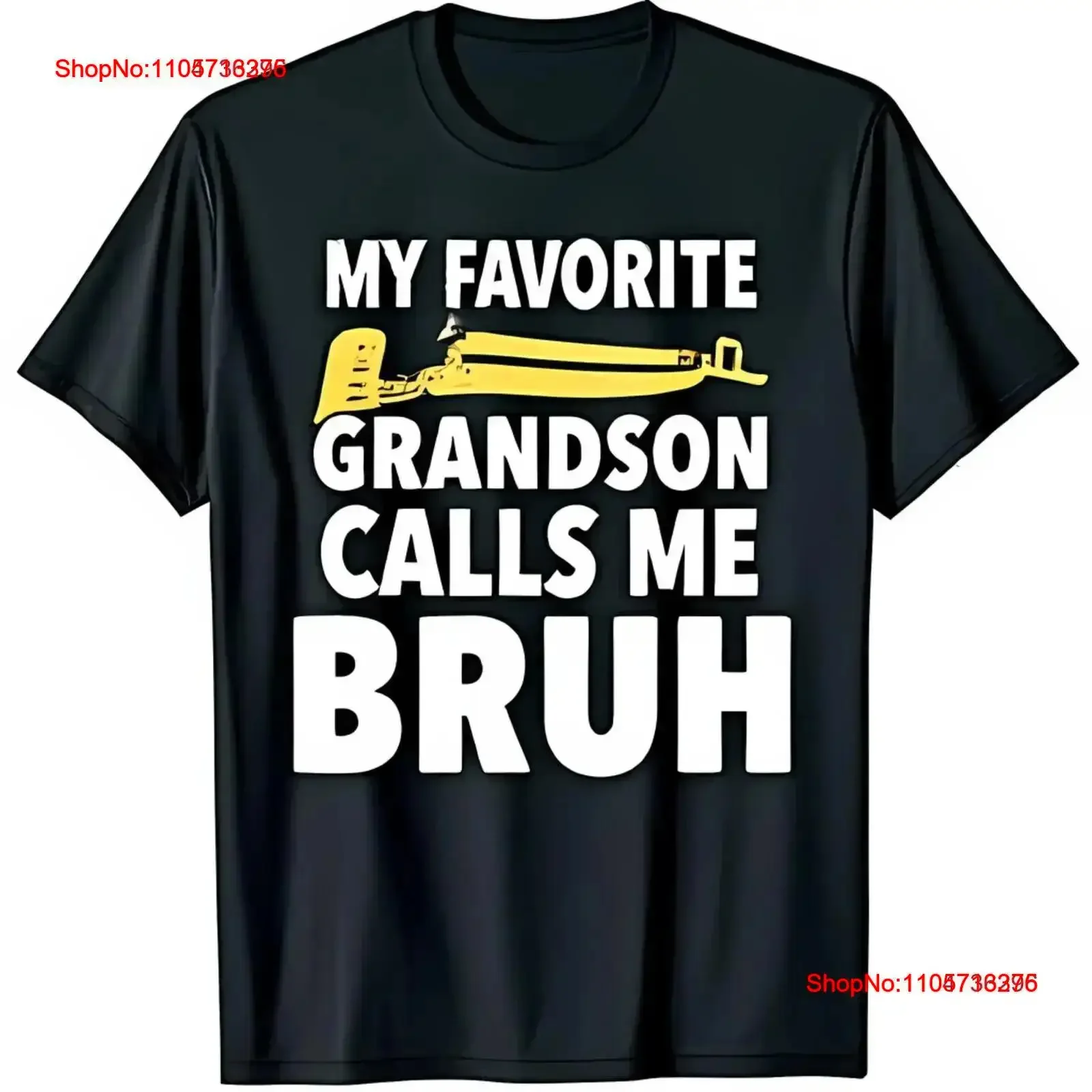 Funny Black T Shirt for Grandfathers 'My Favorite Grandson Calls Me Bruh' vintage Washed Breathable Stylish streetwear homme