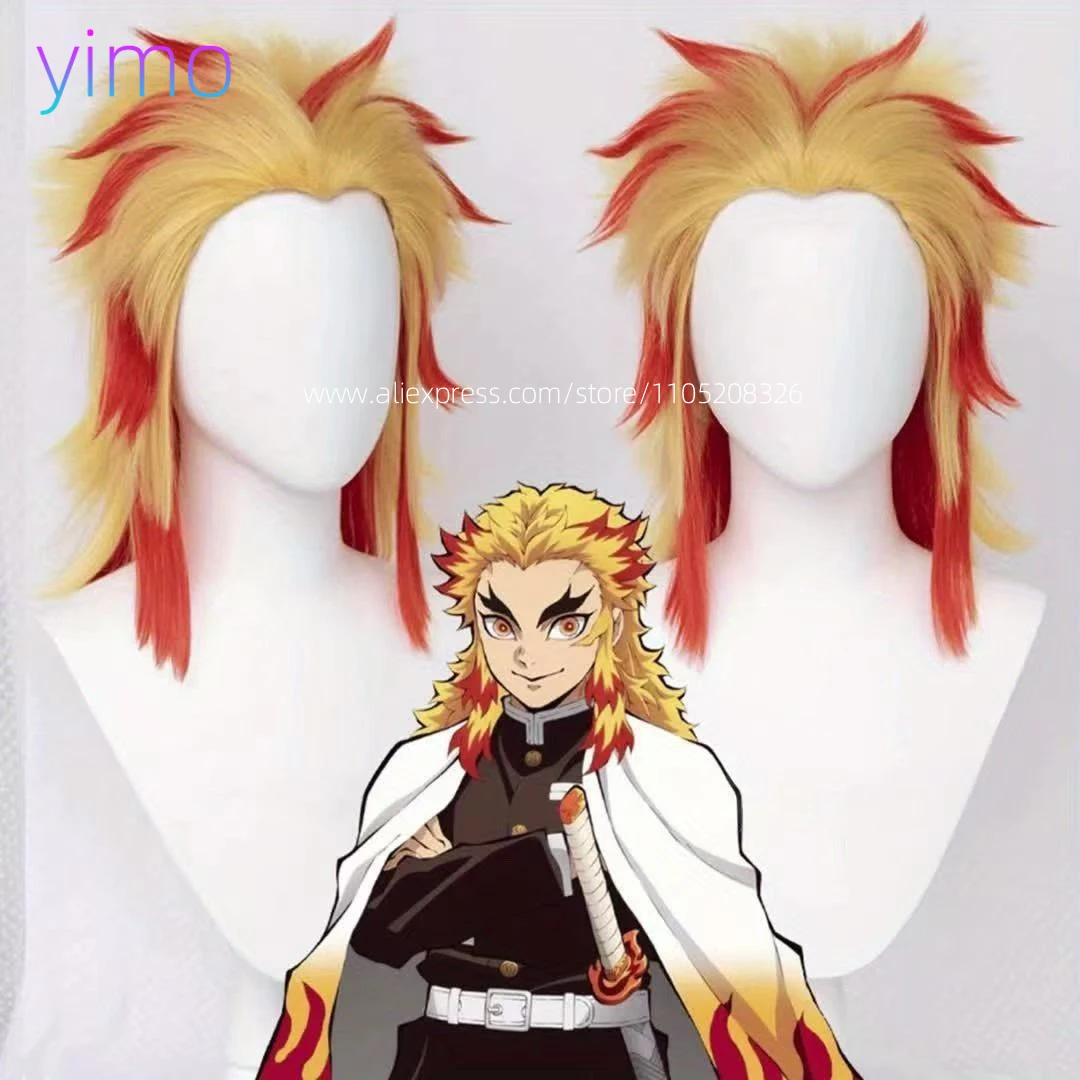 

Синтетический парик Rengoku Kyoujurou, аниме Kyoujurou Rengoku, парик для косплея no Yaiba, градиент, легко стильный парик, аниме tsu