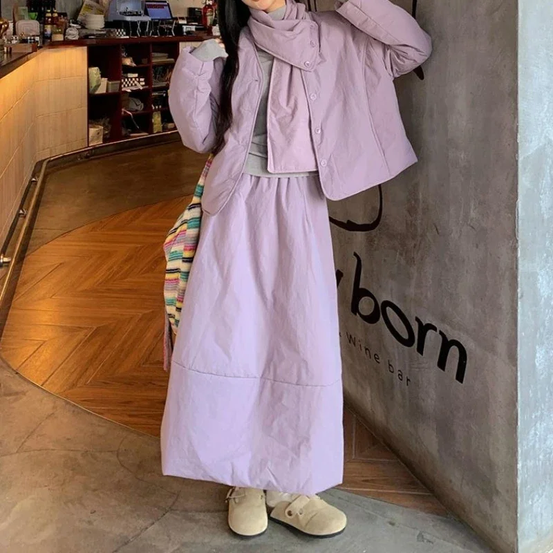 

Fashionable Women's Autumn Long Sleeved Cotton Jacket Paired with A Half Skirt Two-piece Set Exuding A Sense of Luxury