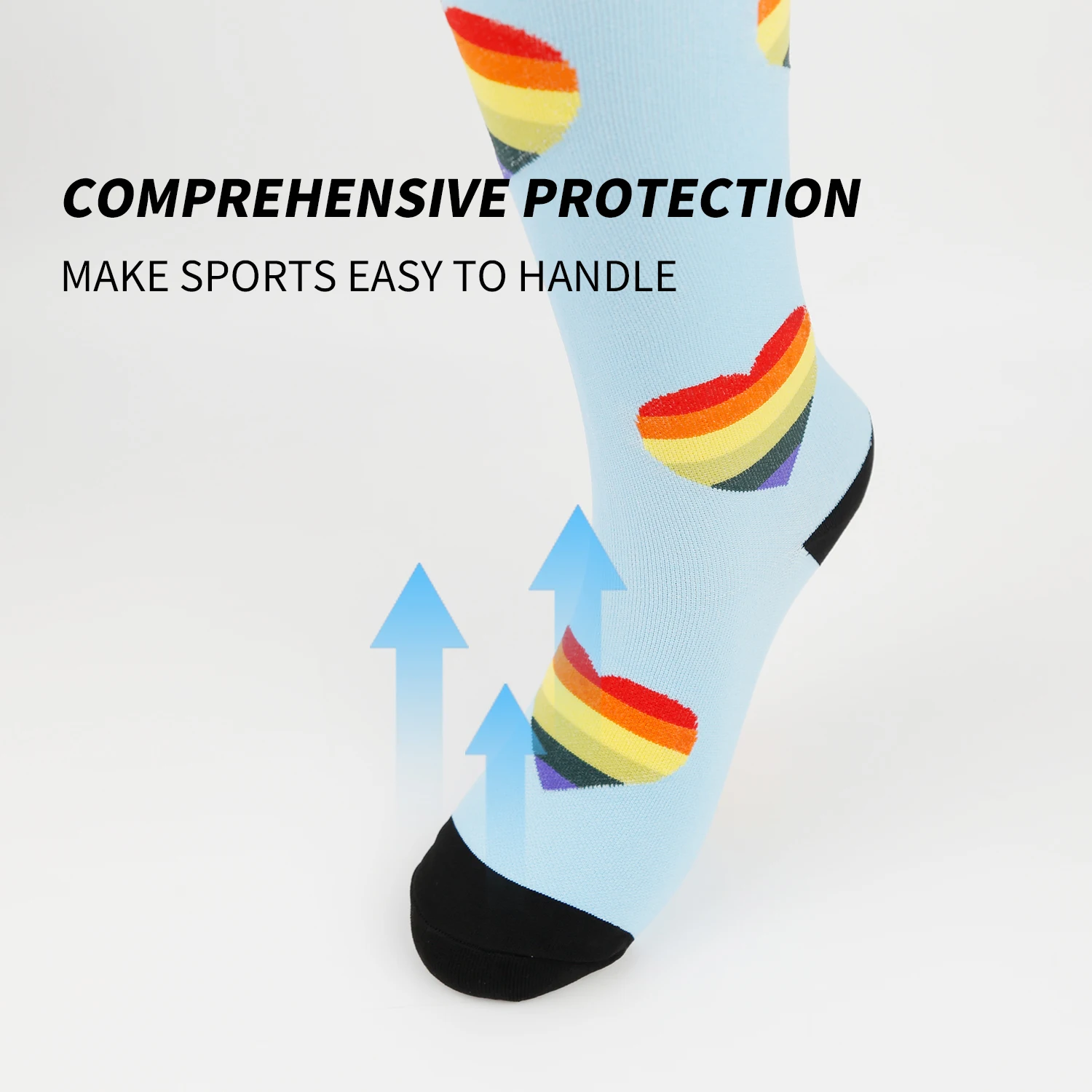 Compression socks for men and women, varicose veins, long socks for leg pain relief, knee pressure, neutral, solid color over kn