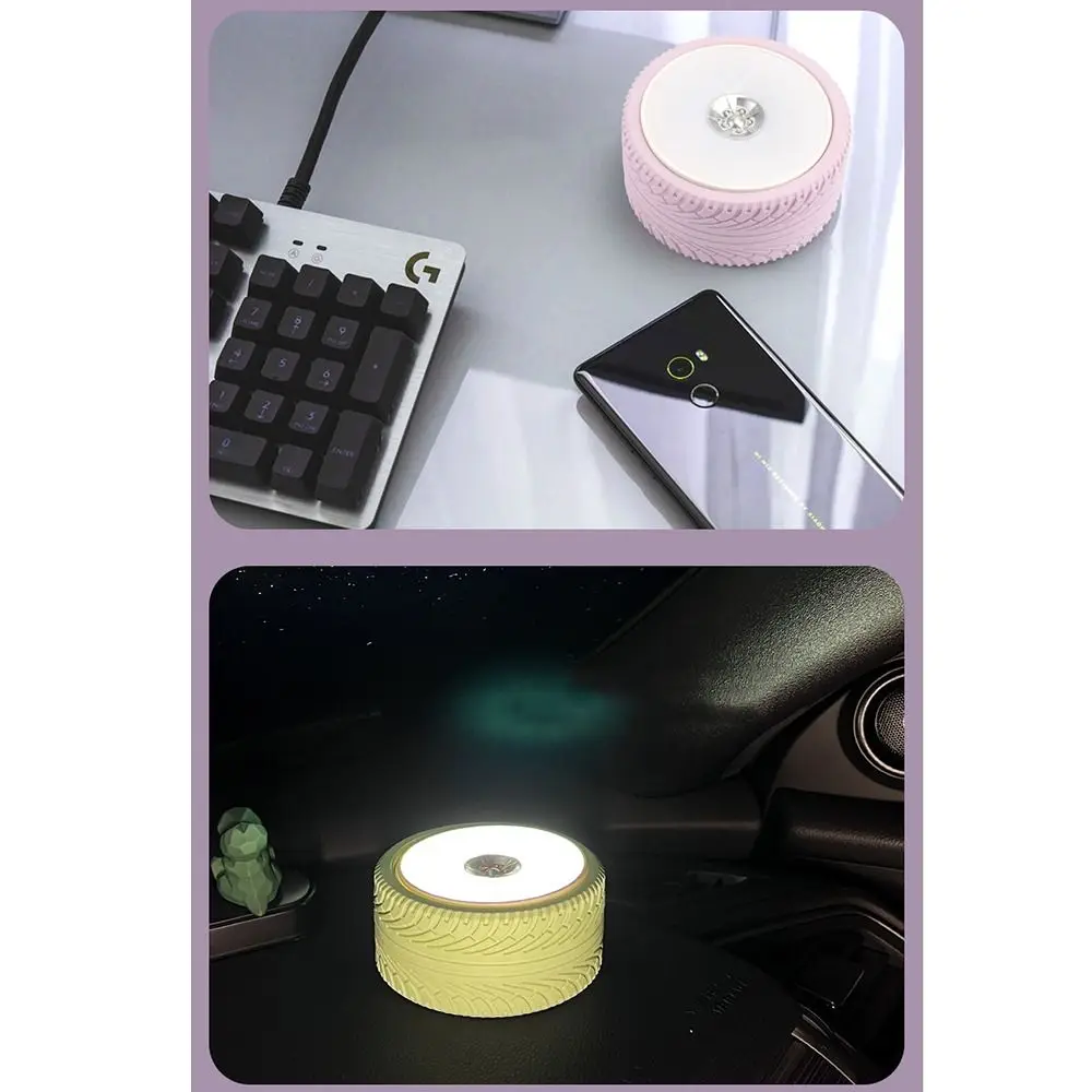 Foldable Wheel Night Light Portable Storage Organizer Car Tire Table Light Eye Protection Wall-mounted Mini Bedside Lamp