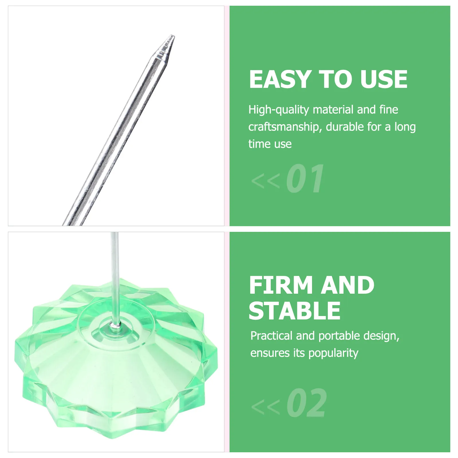 

3pcs Plastic Straight Rod Paper Holder For Bill Memo Check Ticket Desk Organizer Heavy Base Smooth Surface Office