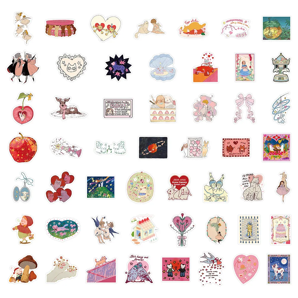 52-teilige Retro-Logo-Aufkleber – dekorative Aufkleber für Handbücher, Notizbücher und Wasserbecher. BulingBulingStickers Store