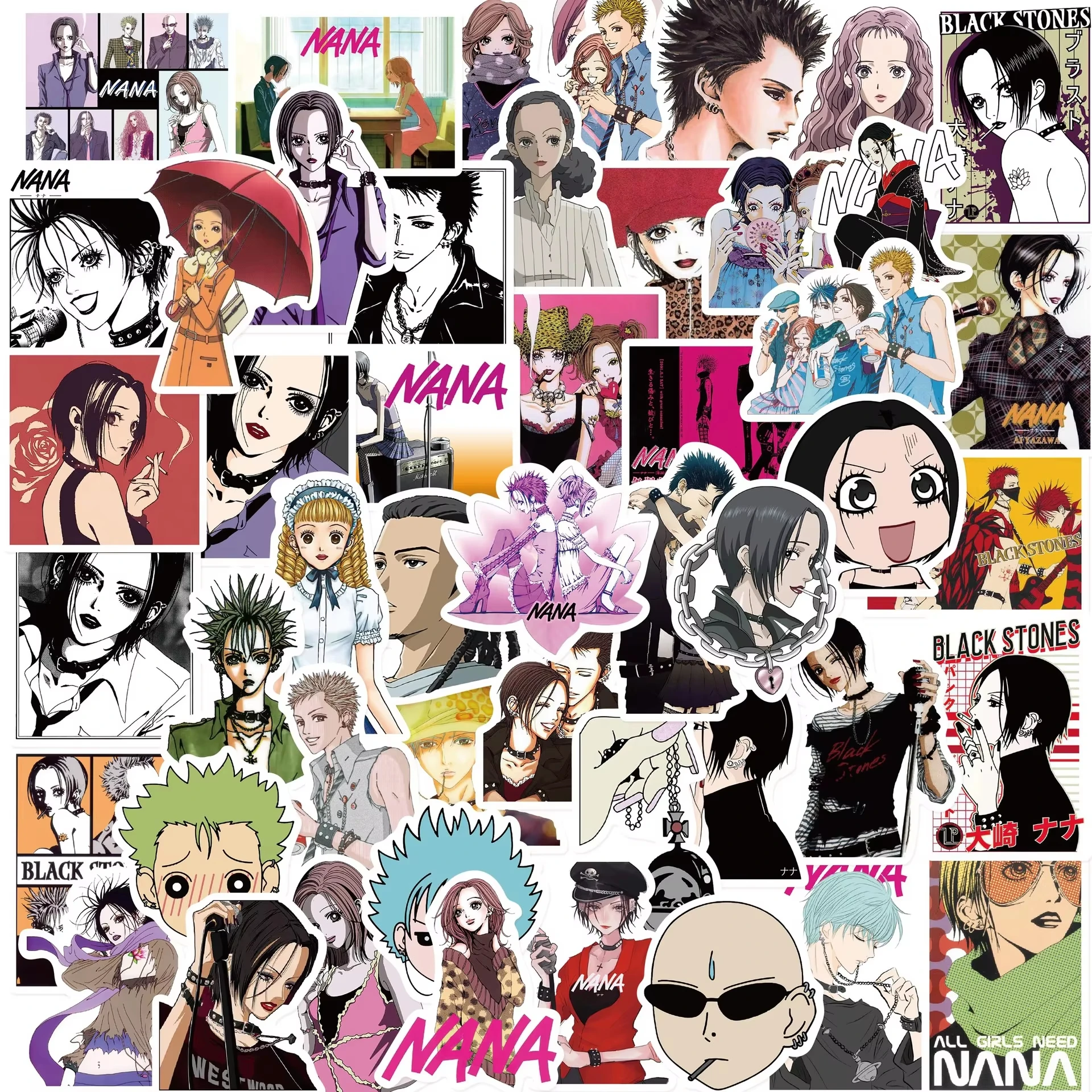 일본 소녀 나나 애니메이션 스티커 방수 장난감 스티커 자동차 전화 스케이트 보드 노트북 수하물 선물 데칼 50Pcs