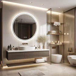LUVODI 80cm Round Large LED Bathroom Mirror Backlit Built-in Touch On/Off Dimming Anti-fog Wall Mounted Mirror