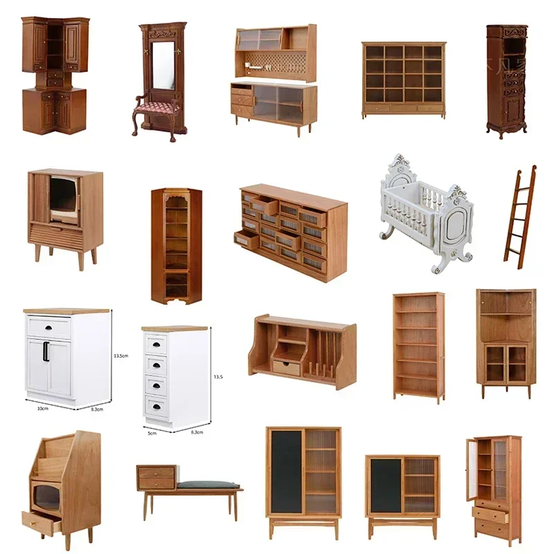 

Dollhouse Miniature Wooden Display Cupboard Bookcase Cabinet TV Cabinet Wooden Furniture Storage Cabinet Doll House Decor