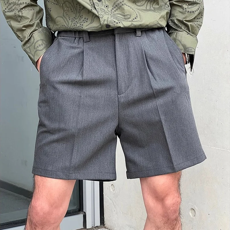 Extra Large Size 140kg Summer Mature Style Outfit Simple Loose Breathable Single Pleat Casual Shorts Dress Pants Men 2