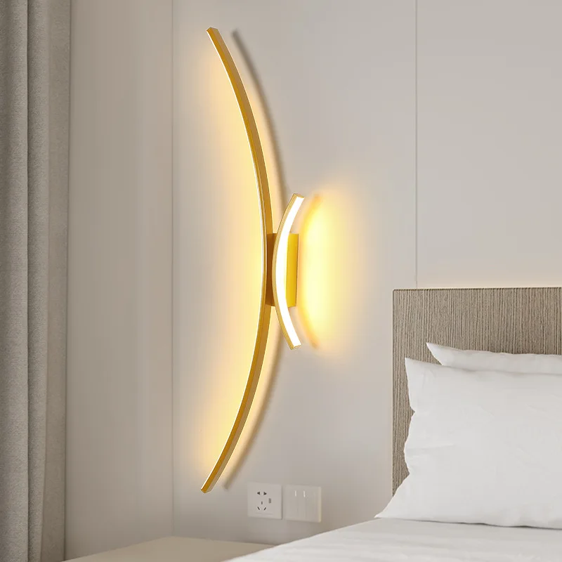 Minimalistische Bed Led Wandlamp Nordic Muur Schans Voor Slaapkamer Gangpad Woonkamer Decoratie Indoor Verlichtingsarmatuur Glans