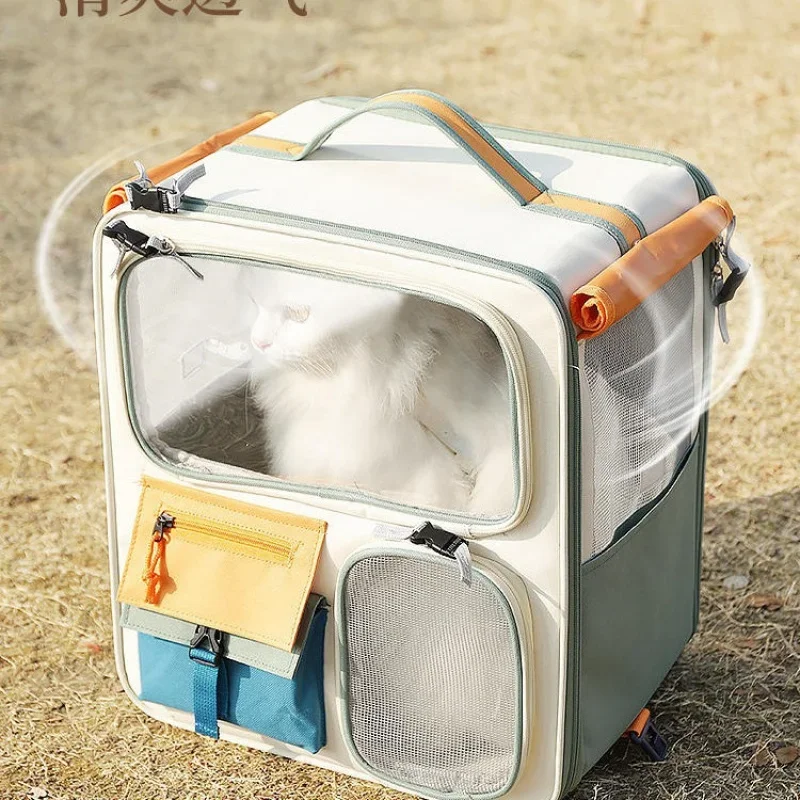 Outdoor portable backpack pet backpack warm car artifact dog large capacity drawbar box