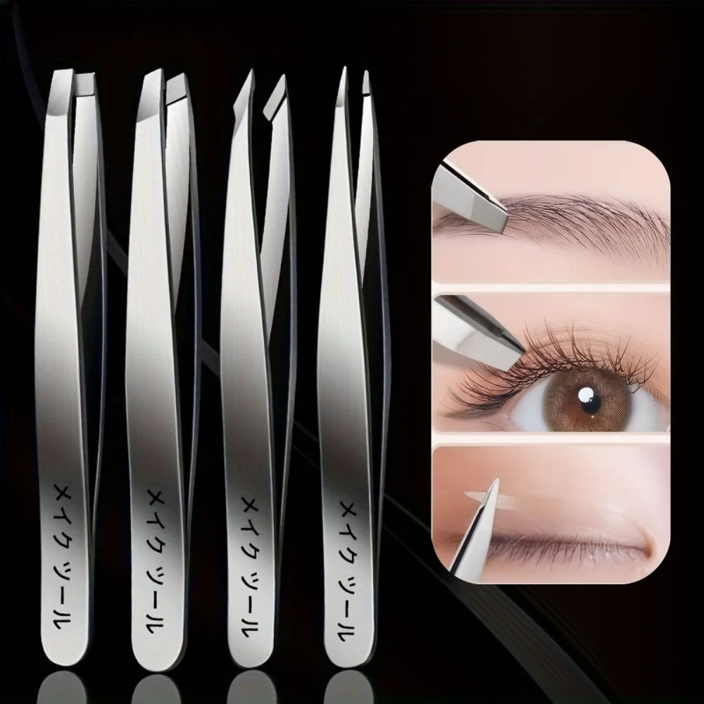 Professional Stainless Steel Tweezers for Eyebrows and Ingrown Hair Removal—Precision Facial Hair Grooming Tool, Fragrance-Free