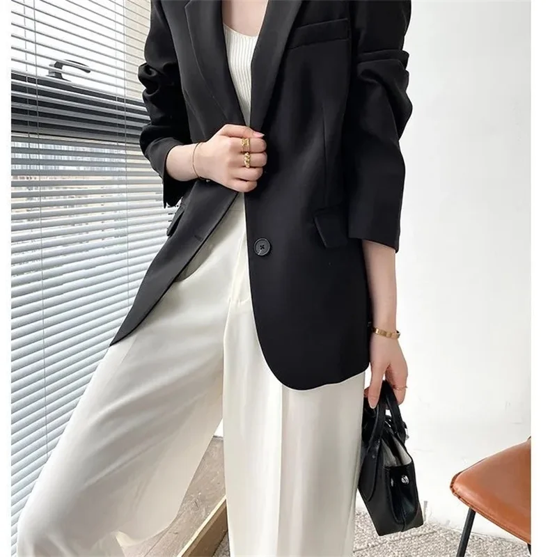 بليزرات نسائية بقصة ضيقة، سترات بأكمام طويلة، معاطف فضفاضة غير رسمية، ملابس خارجية للسيدات والمكتب، ملابس رسمية #5