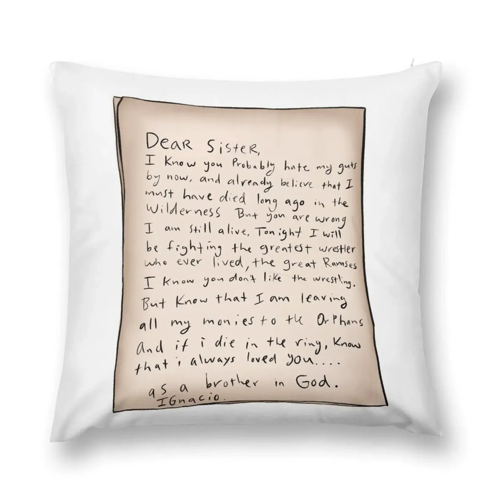 

Ignacio's Letter to Encarnacion Nacho libre Throw Pillow Cushions Home Decor christmas supplies Pillowcases pillow