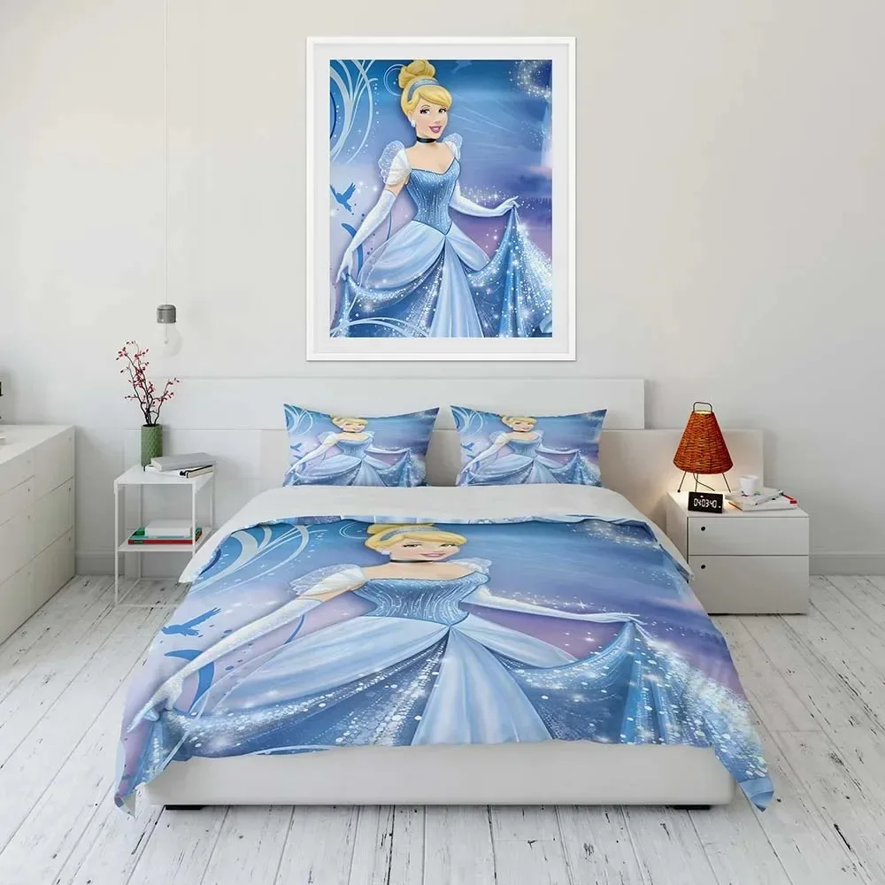 

Princess duvet cover pillowcase, Cinderella girl comforter sets home single bed bedroom decoration bedding set 2/3pcs