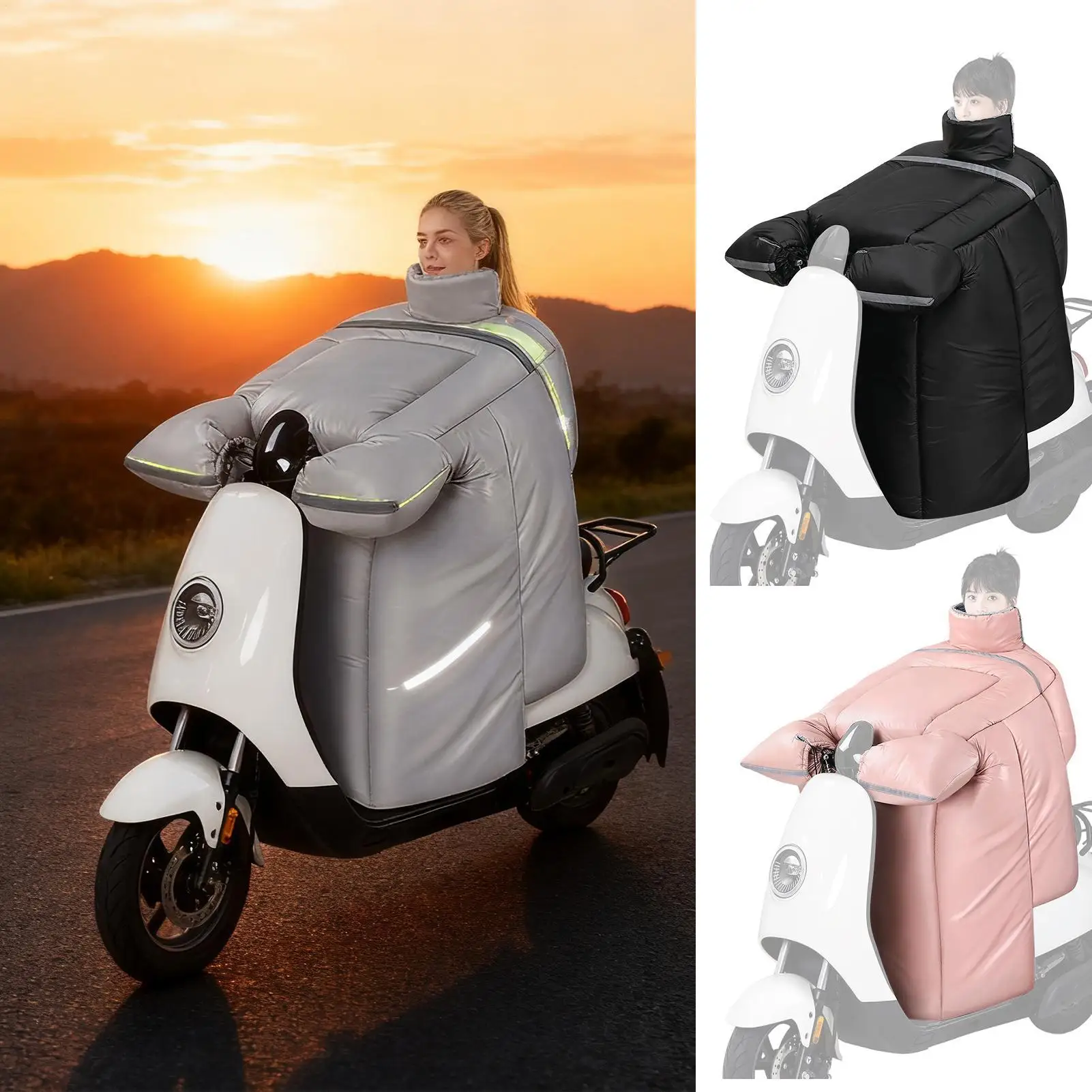 Winter Leg Apron Cover Waterproof Thick Quilt Plush Lining Motorcycle Warm Leg Cover With Gloves For Women Scooter Winter