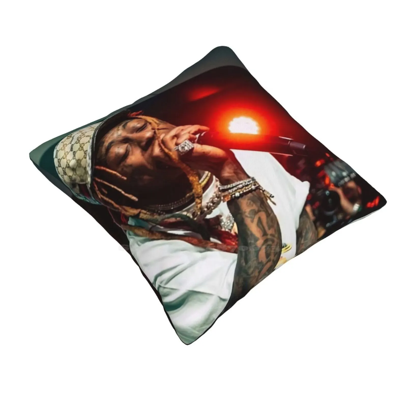 Wayne Concert Home Sofa Car Waist Throw Pillowcase Music Concert Lil Rapper Singing Cool Tattoo Dreadlocks